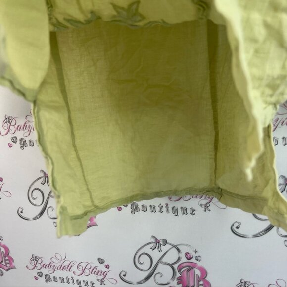 Long sleeve shirt Embroidered Green Top floral flowers paisley button down - Picture 8 of 11